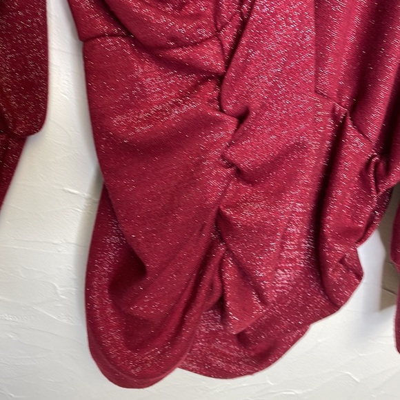 Lane Bryant Red/Burgundy Sparkle Mock Neck Top - Picture 6 of 8
